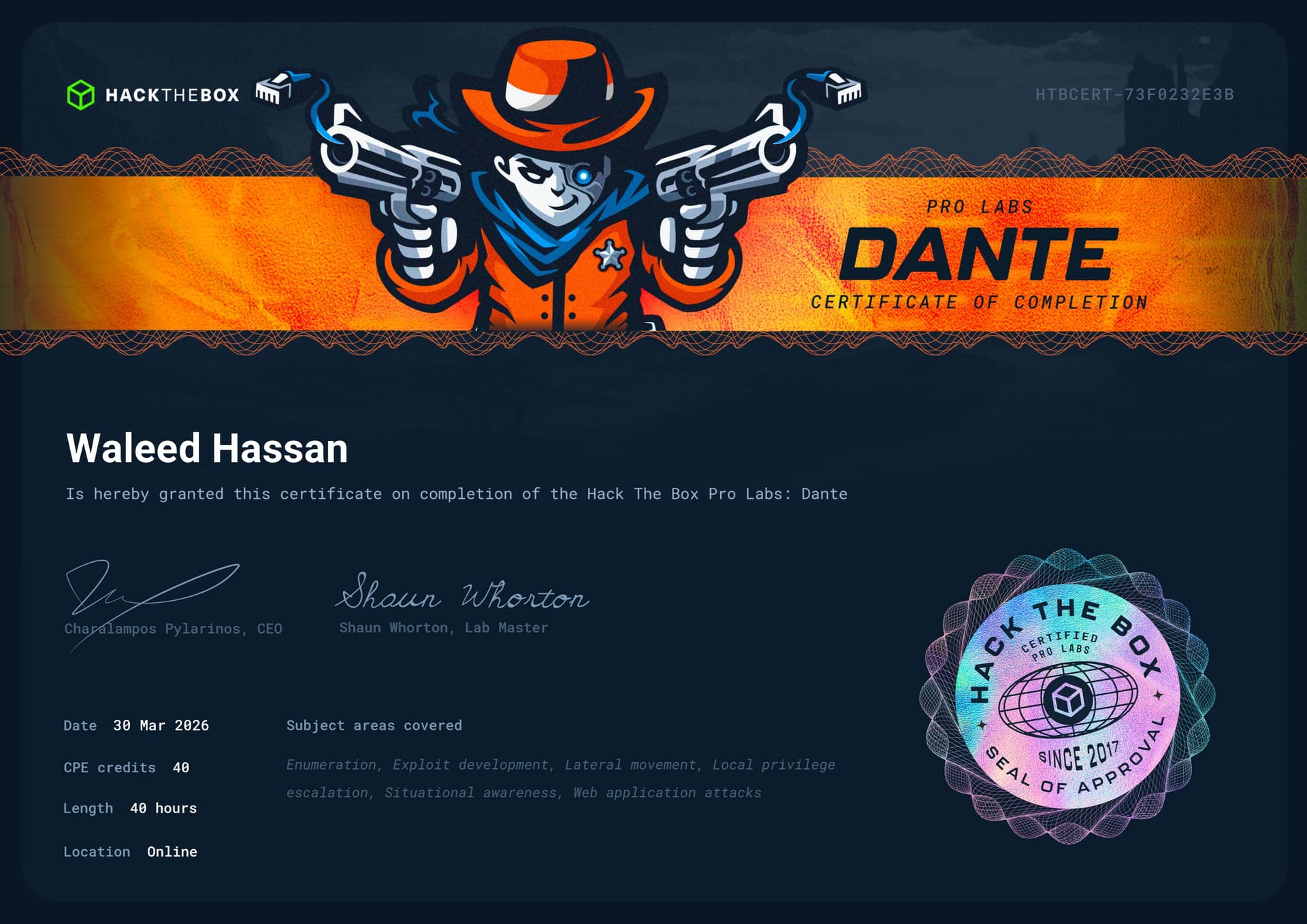 Dante Certificate