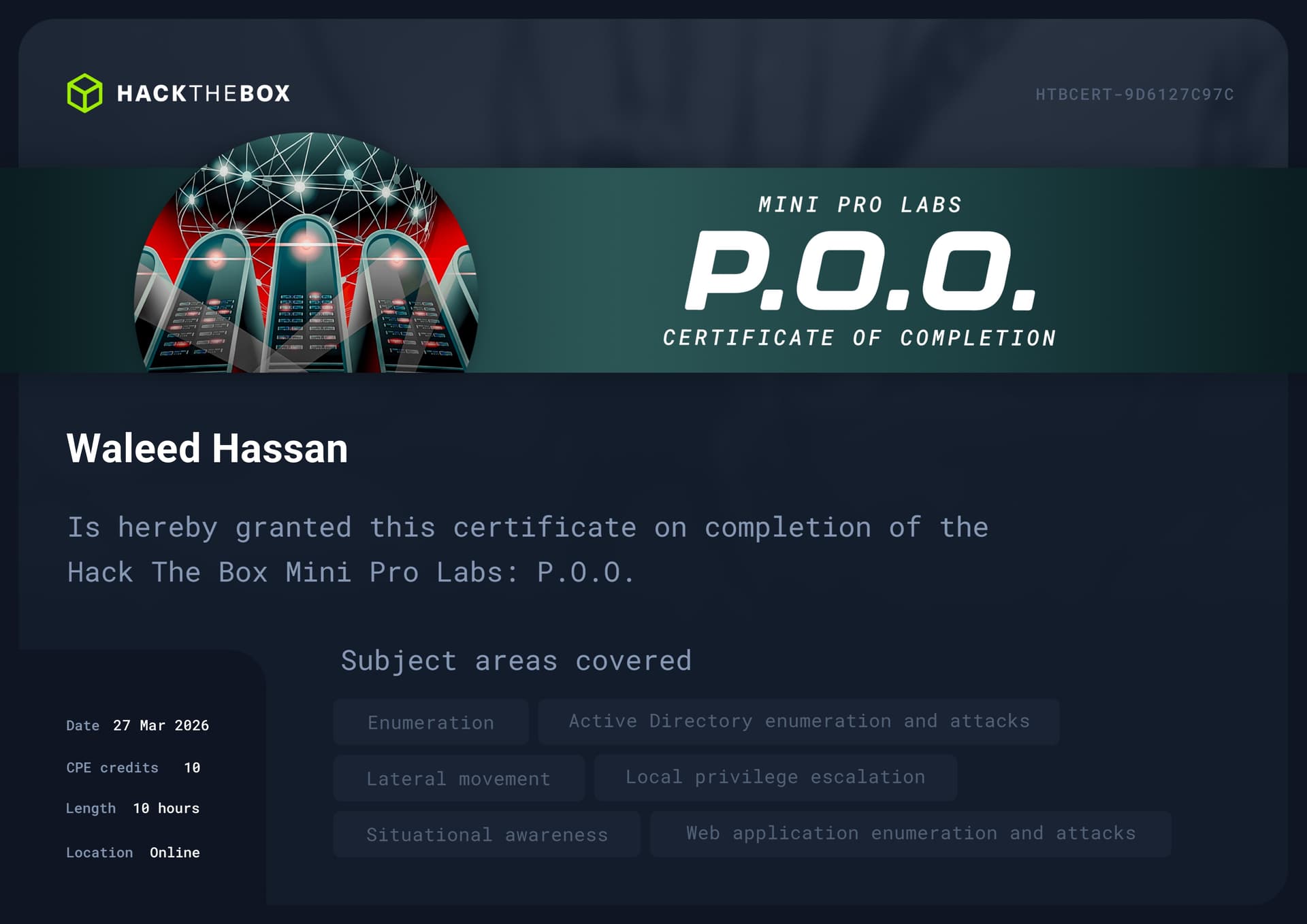 P.O.O Certificate