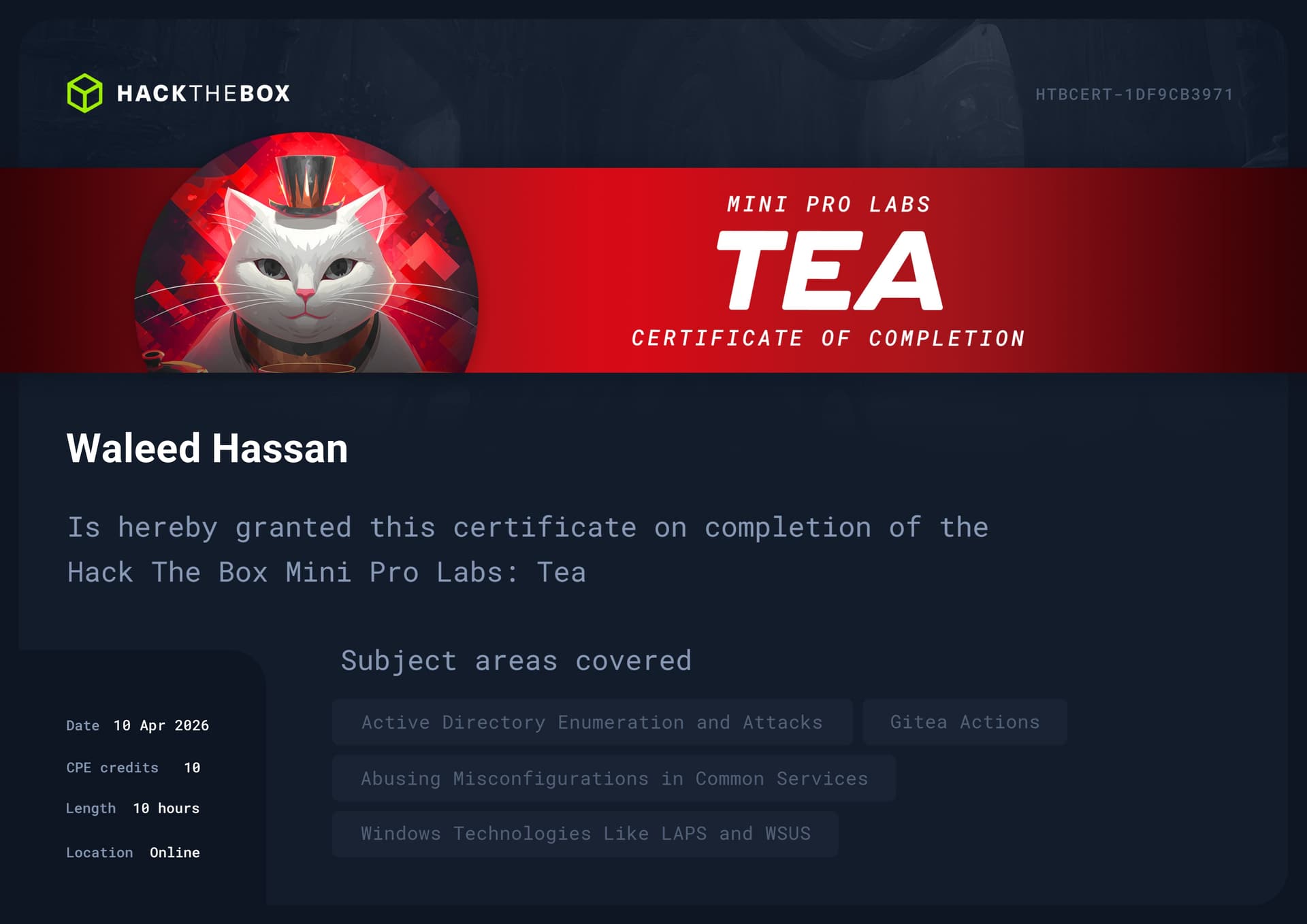 Tea Certificate