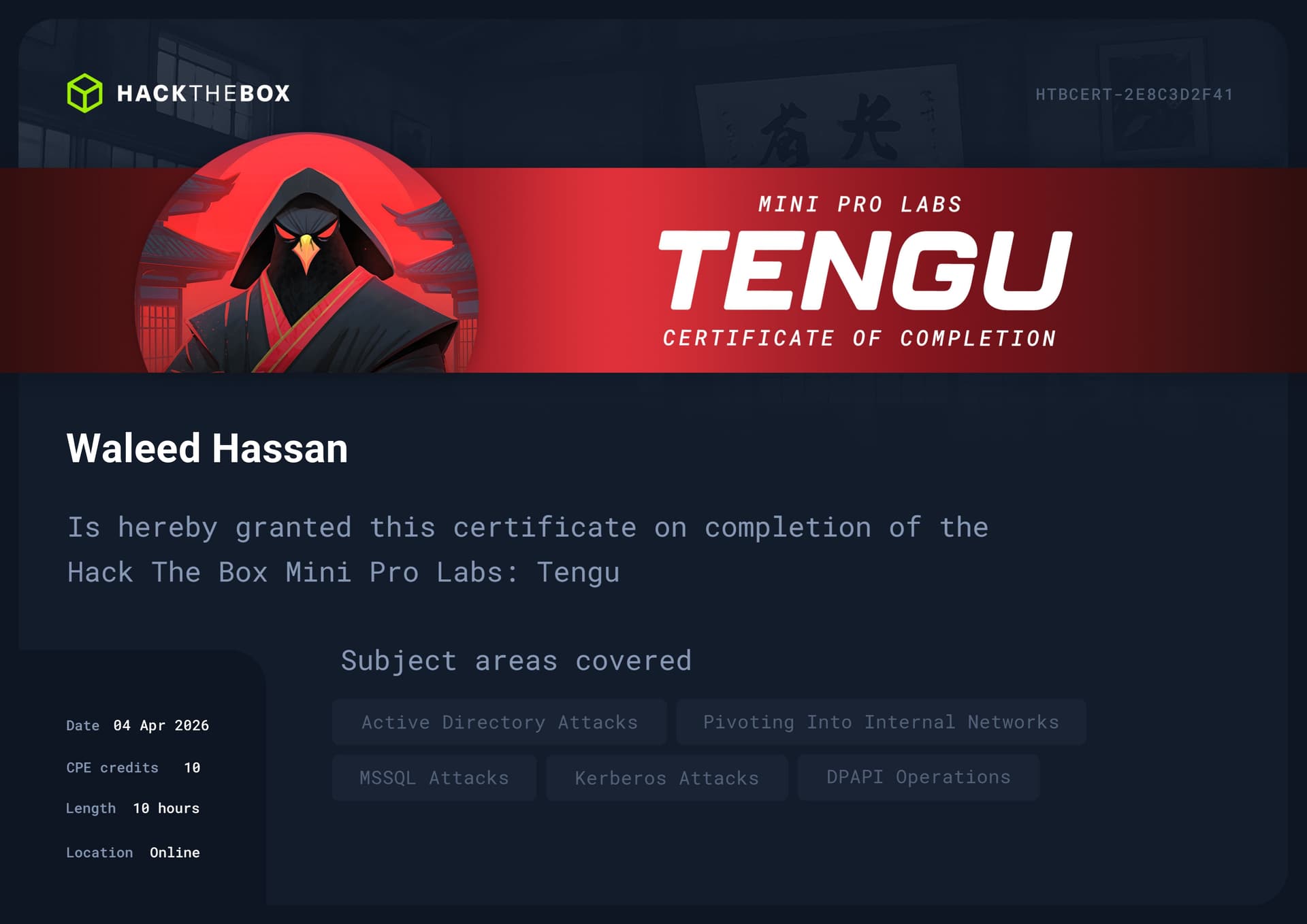 Tengu Certificate