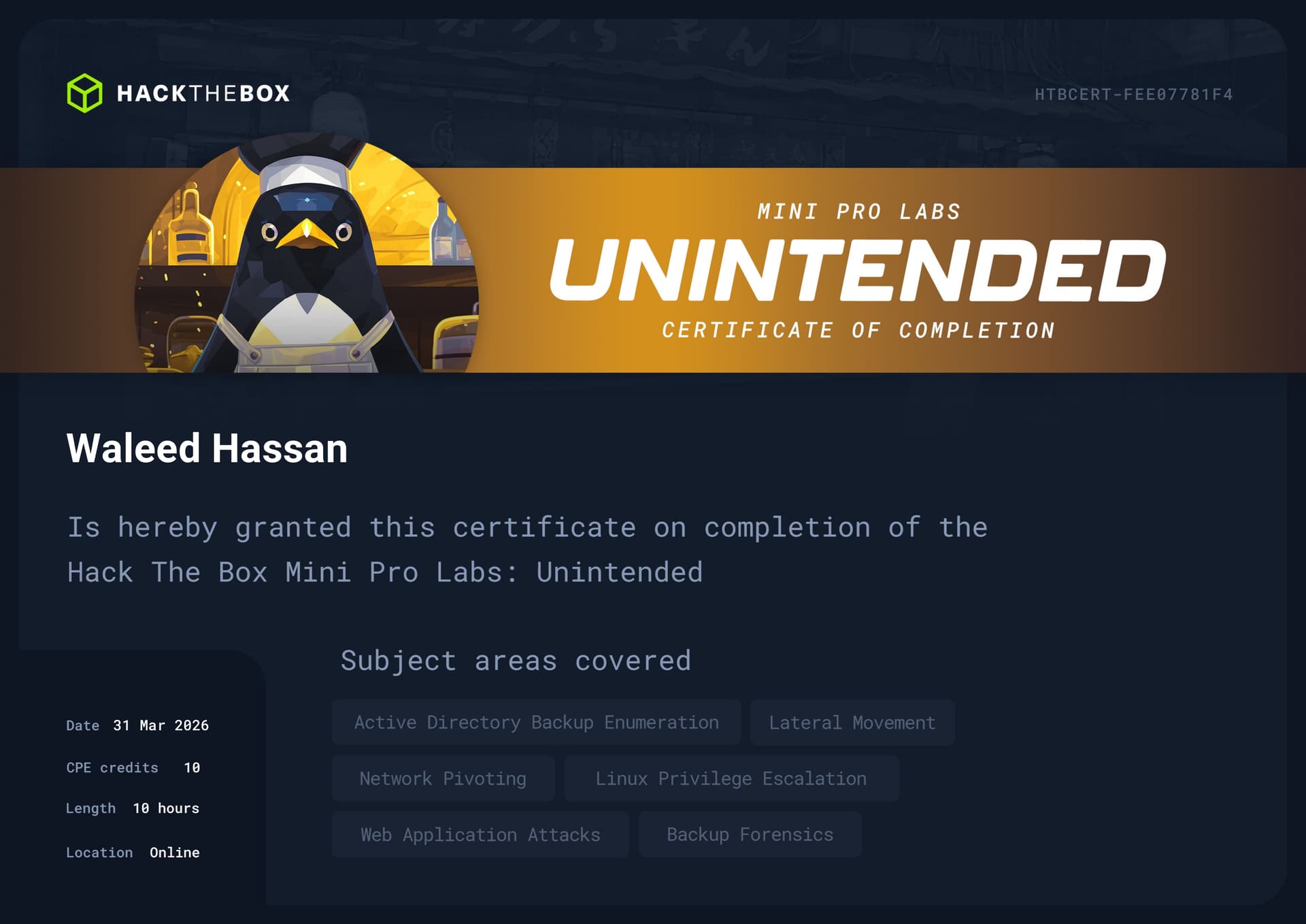 Unintended Certificate